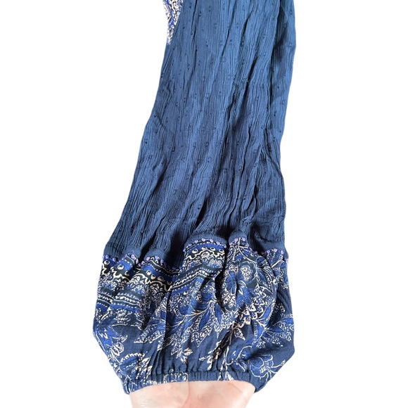 Free People My Love Mini Dress Navy Long Sleeve Boho Cottagecore Bohemian NWT XS - Picture 7 of 12